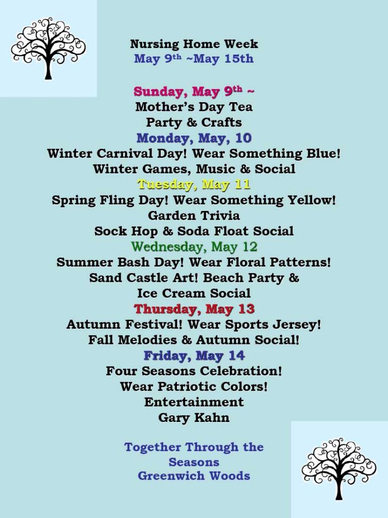 Nursing Home Week Greenwich Woods Greenwichwoods