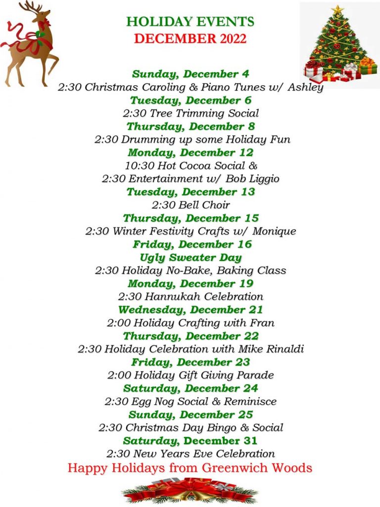 Holiday Events — December 2022 Greenwich Woods